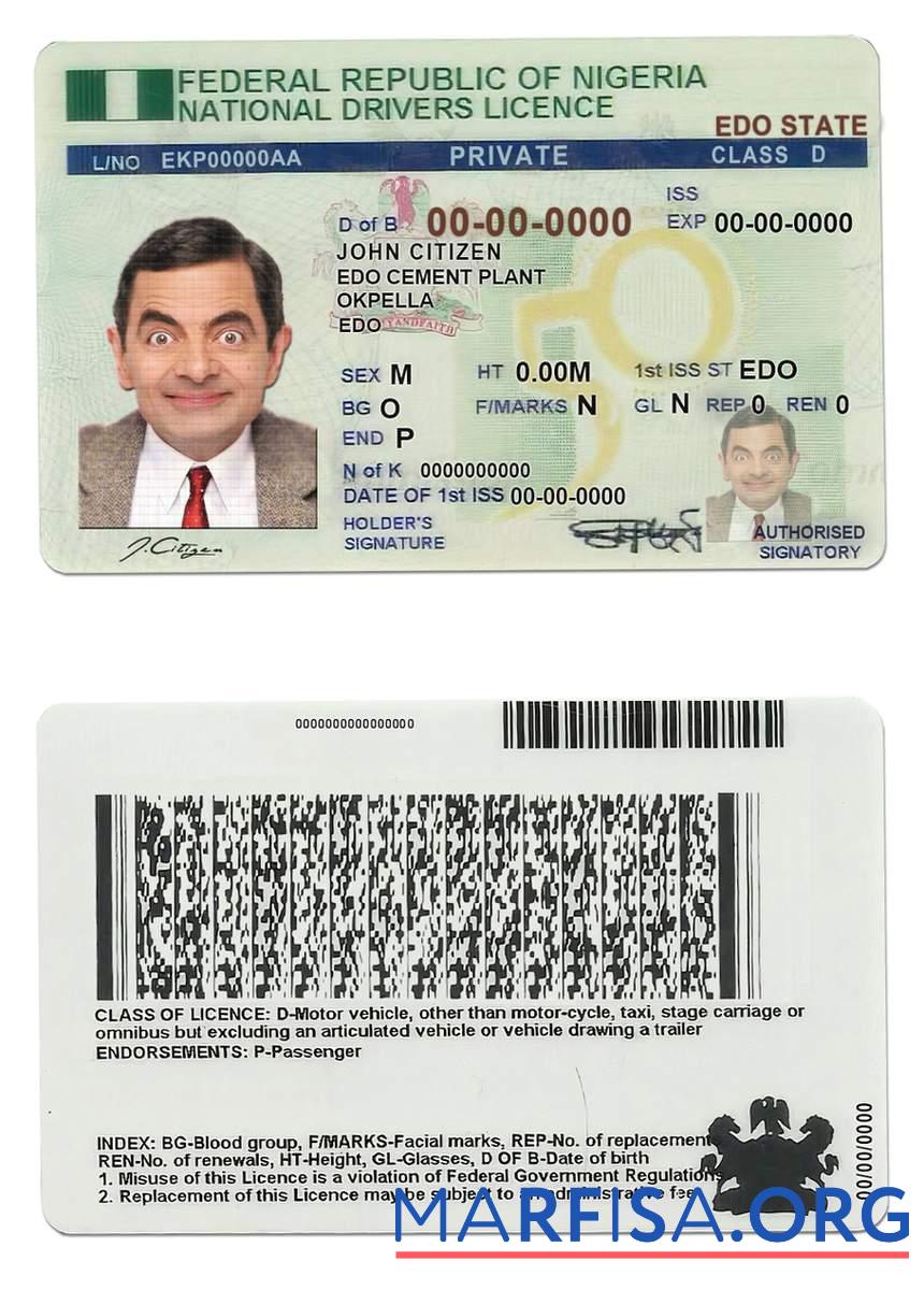 Realistic Nigeria driving license real example